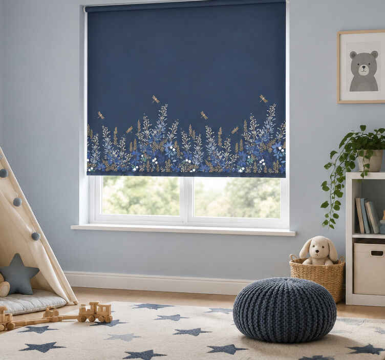Blind blue grass and flower insects design - TenStickers