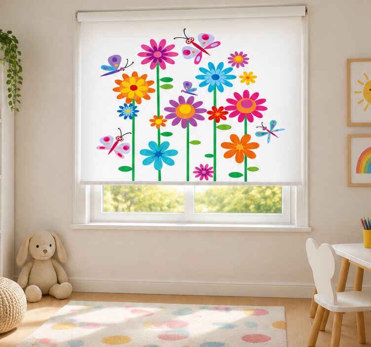 Estor enrollable infantil flores infantiles alegres - TenVinilo