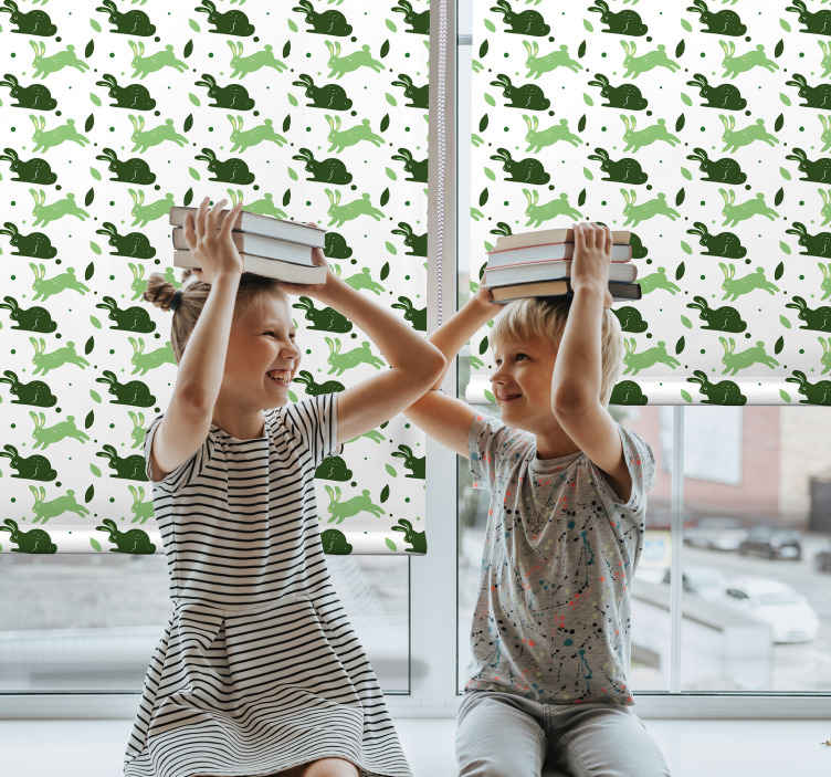 Green rabbits Nordic roller blind TenStickers