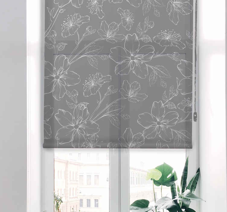 Store Enrouleur Occultant 100% Polyester à Motif Floral | Personnalisable En Largeur (65-145 Cm) | Pour Fenêtre Intérieure Ou Extérieure