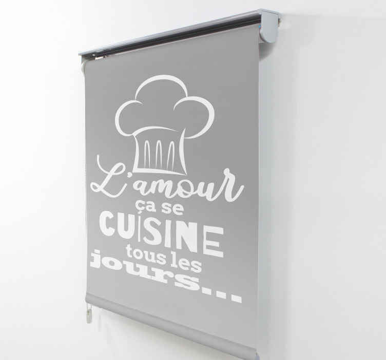 Stores enrouleur cuisine texte blanc sur fond gris - TenStickers