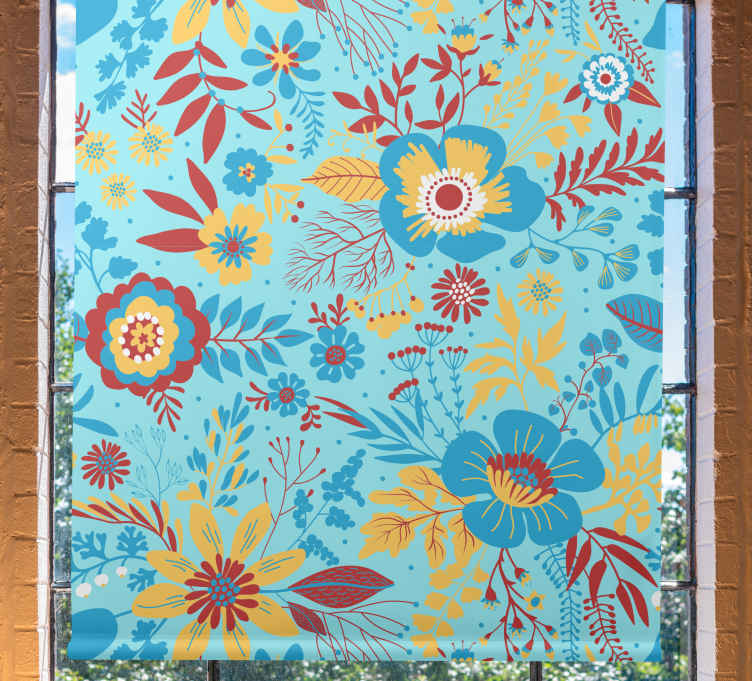 Botanical Pattern Display flower roller blind - TenStickers