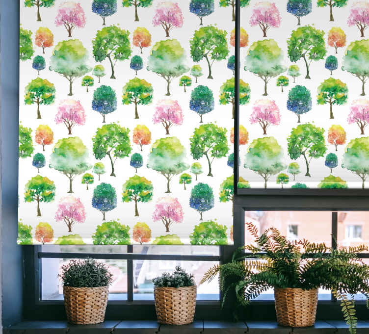 Watercolor trees Tree roller blind TenStickers