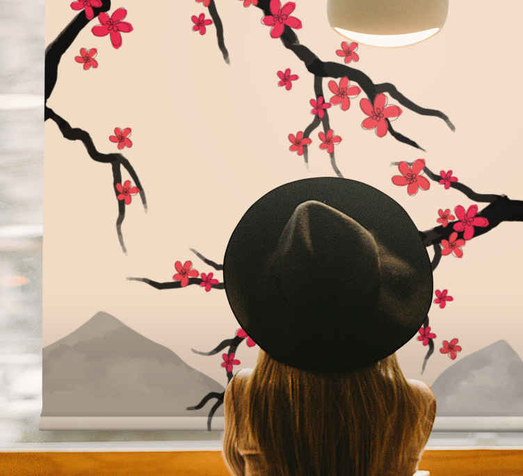 Store enrouleur pour chambre ado branches de sakura - TenStickers