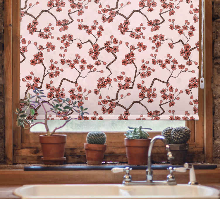 Tenda a rullo fiori e piante rami di ciliegio in fiore - TenStickers