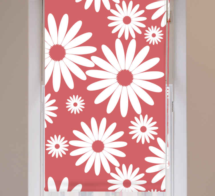 Image of Tenda a rullo fiori Fiori di margherita rossa
