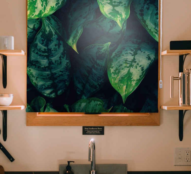 Vibrant green leaves flower roller blind - TenStickers
