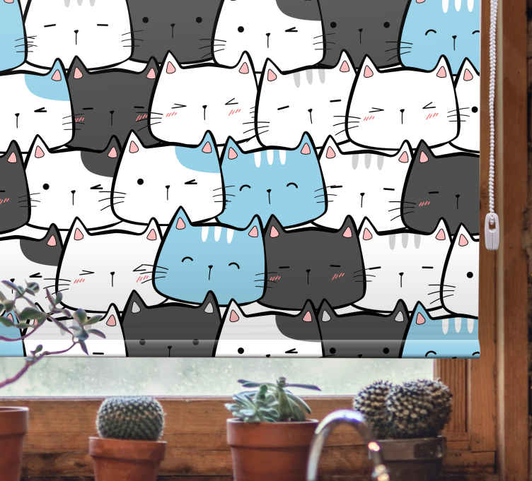 Feelyou Tapeçaria de gato de desenho animado crianças estampa de gatos  fofos pendurado na parede para decoração de crianças Kawaii gatinho  pendurado na parede melhor presente para amante de gato azul branco