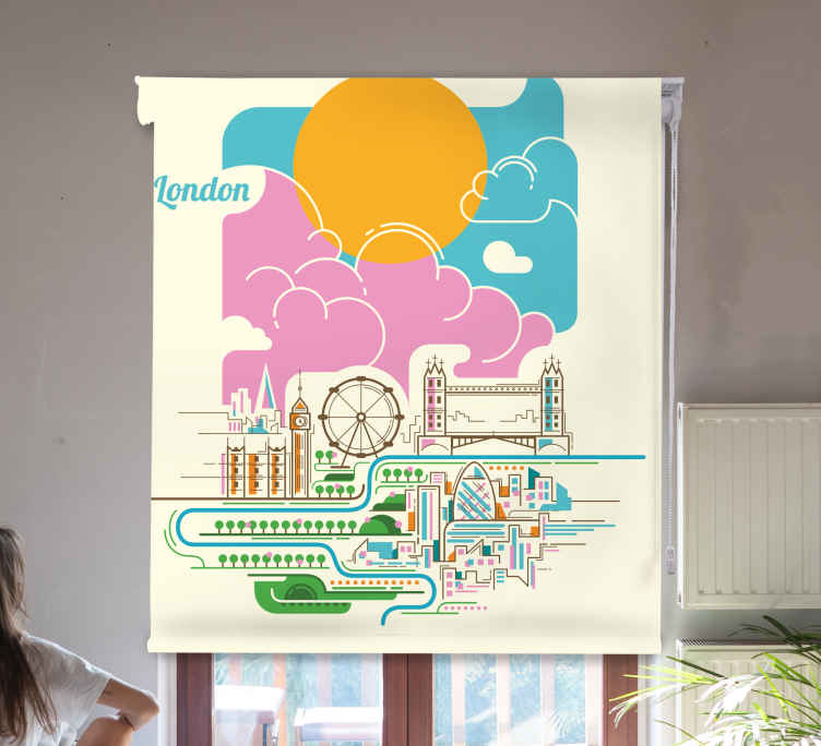 London skyline odražavao je rolo zavjesa slikarstvo - TenStickers