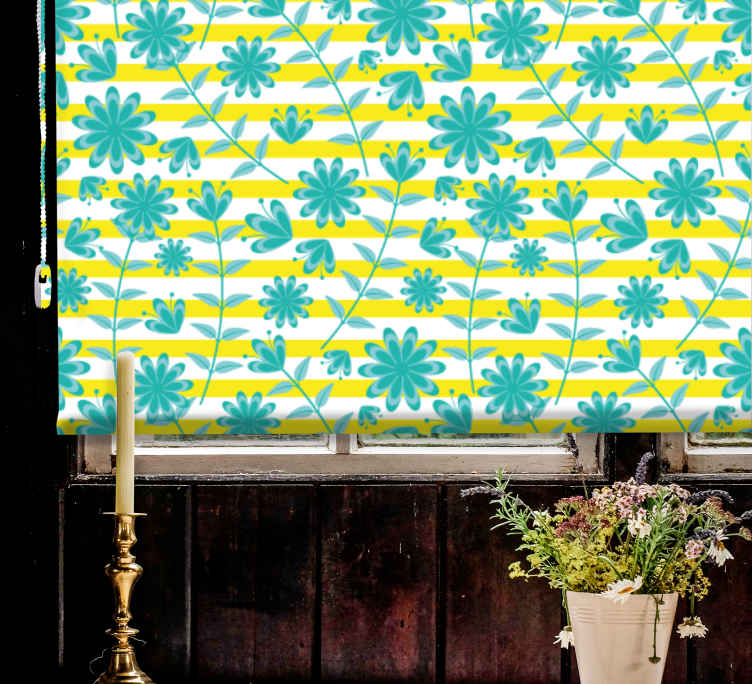 Bright stripe pattern flowers and plants roller blind - TenStickers
