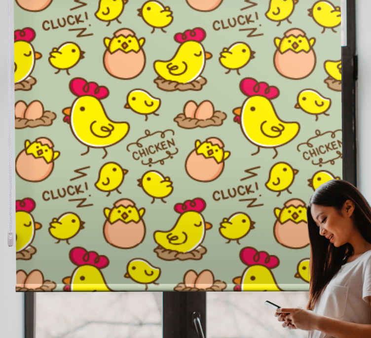 Charming Chickens Pattern animal roller blind - TenStickers