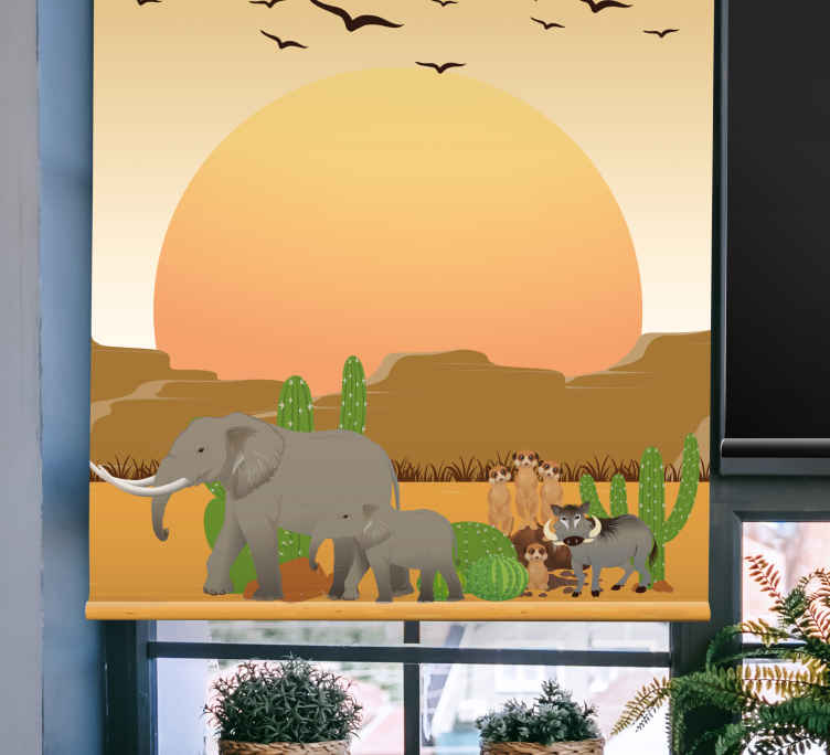 Savannah Sunset Scene animals blind - TenStickers
