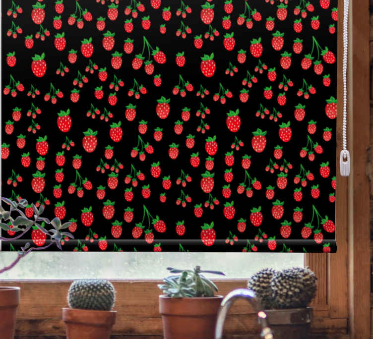Persiana enrollable frutas patrones de fresas vibrantes - TenVinilo