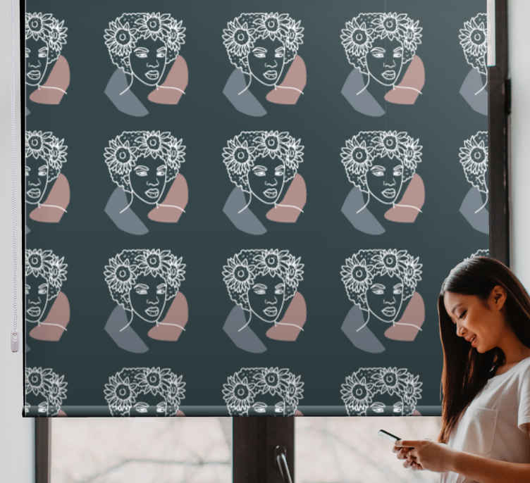 Store enrouleur bande dessinée visages floraux abstraits - TenStickers