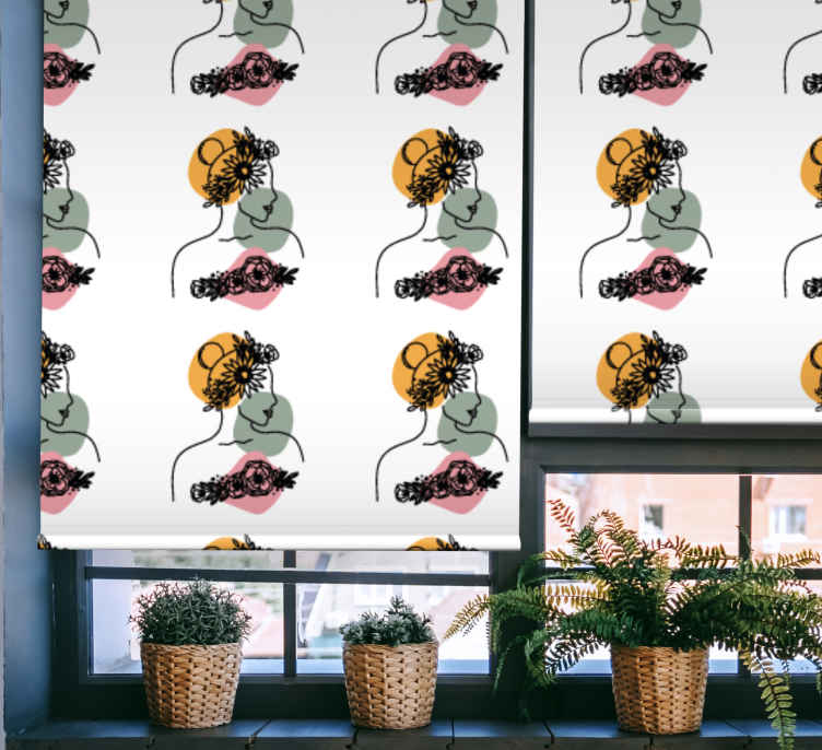 Stylized Floral Faces flower roller blind - TenStickers