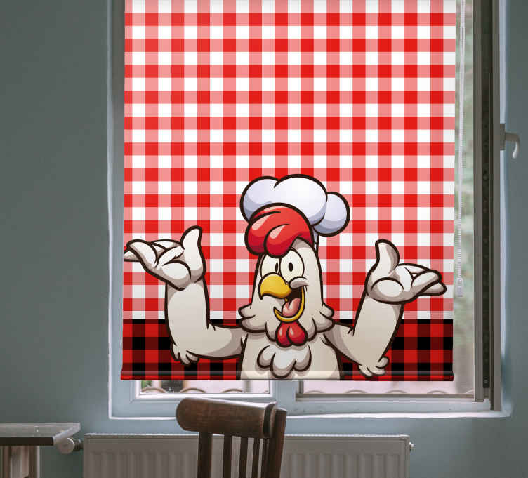 Cortina roller animales personaje del gallo chef - TenVinilo