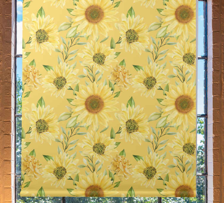 Sunflower garden pattern flower roller blind - TenStickers