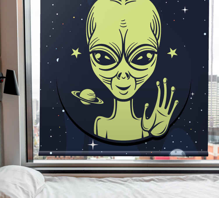 Cute alien waving original roller blind - TenStickers