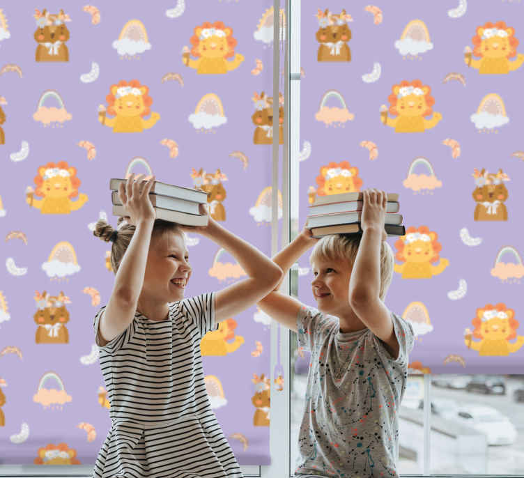 Cortina roller infantil animales bebés y arcoíris - TenVinilo