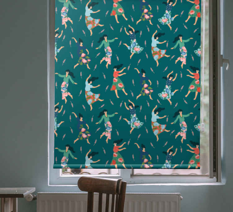Dansende kvinder med blomster og planteRullegardiner - TenStickers