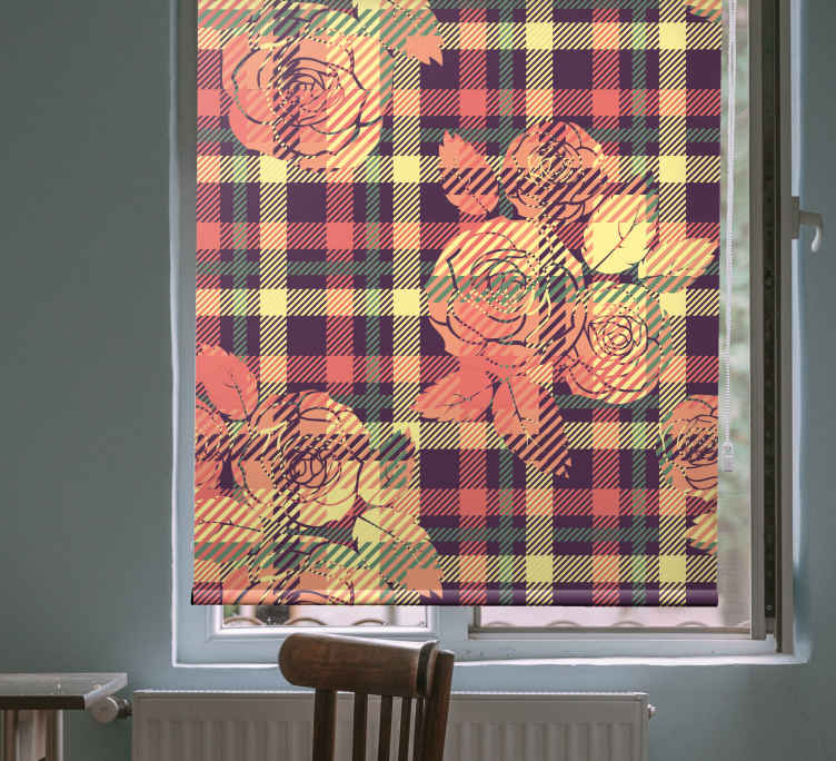 Ruusut ruudullinen kuvio olohuone rullaverhot - Tenstickers