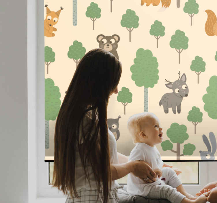 Sjove søde dyr og træer og plante rullgardin - TenStickers