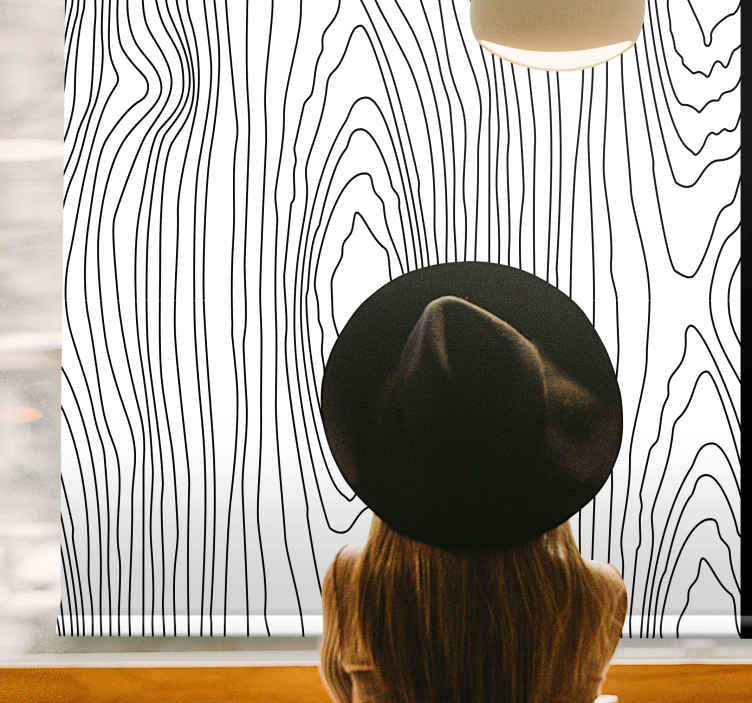 Black and white wood lines texture roller blind - TenStickers