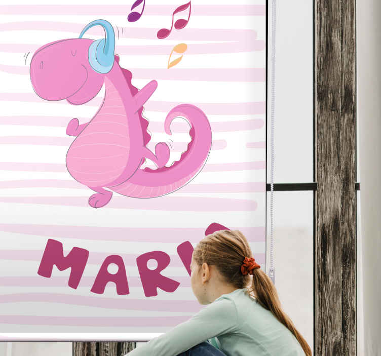 Store enrouleur dinosaure doux avec nom - TenStickers