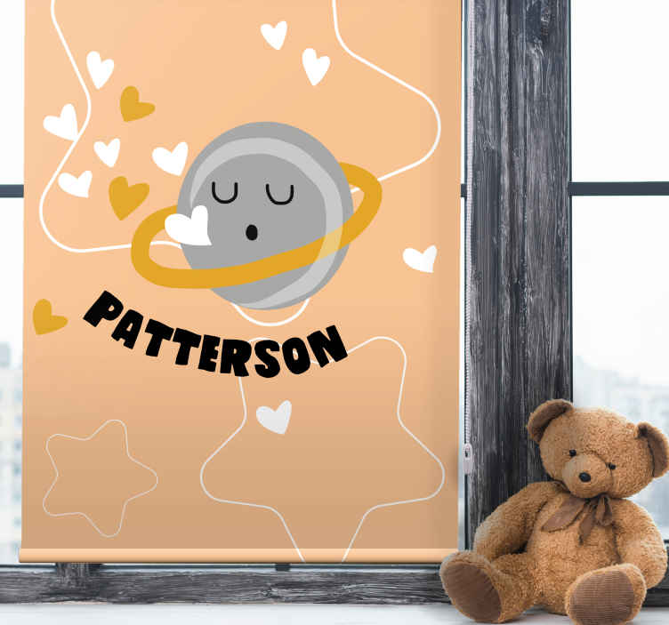 Zavjese za dječju sobu srčani saturn s imenom - TenStickers