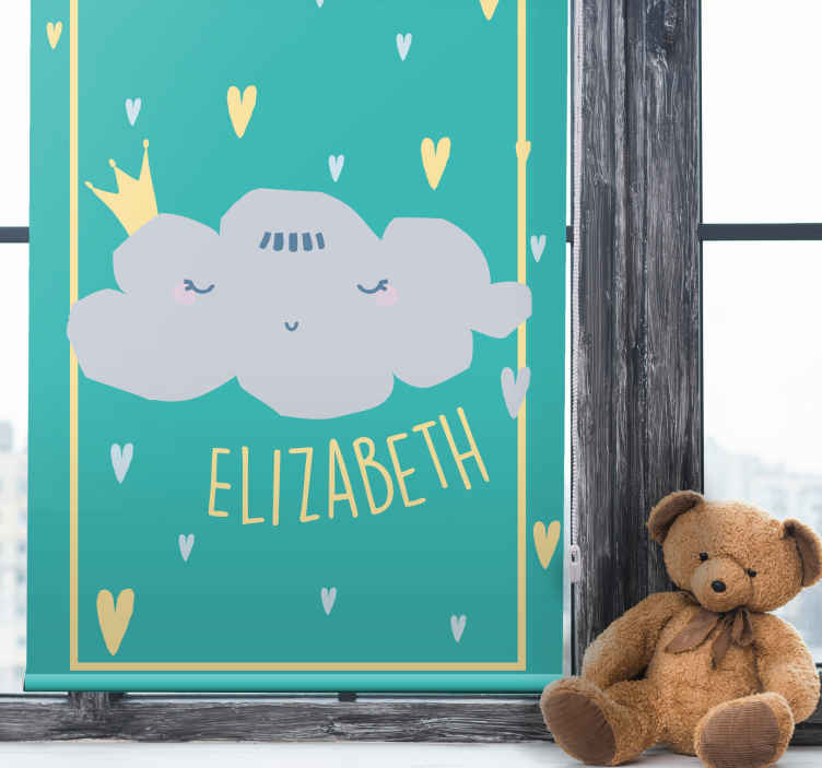 Rollo Fenster Babyzimmer gekrönte graue wolke mit namen - TenStickers