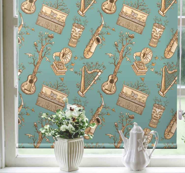 Vintage music instruments Living room blind - TenStickers