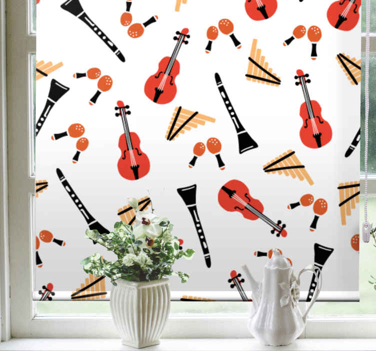 Elegant green violin pattern Living room blind - TenStickers