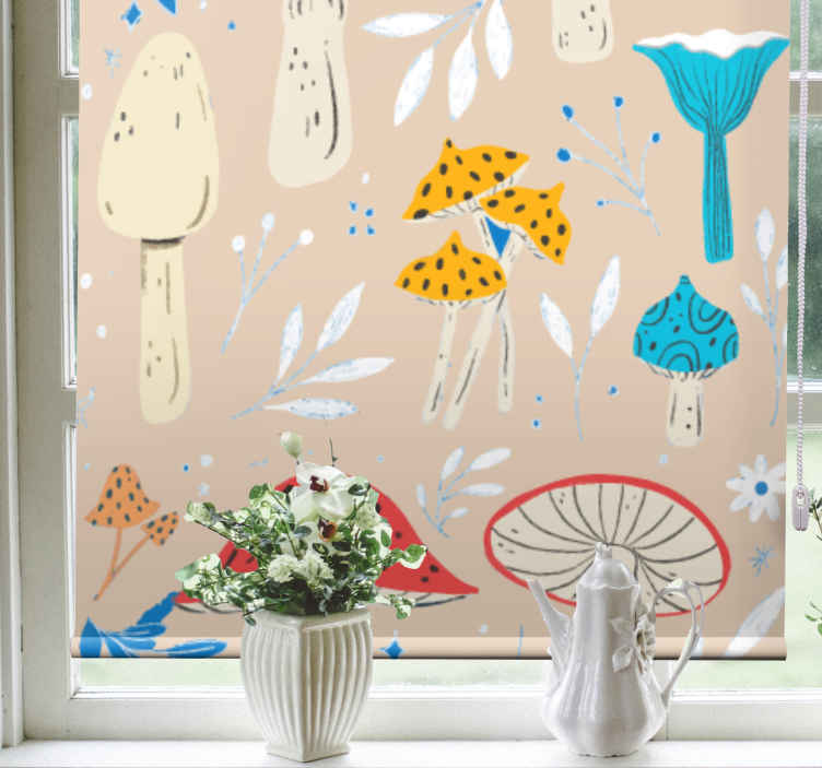Tyylitelty sienten kuva rullaverho - Tenstickers