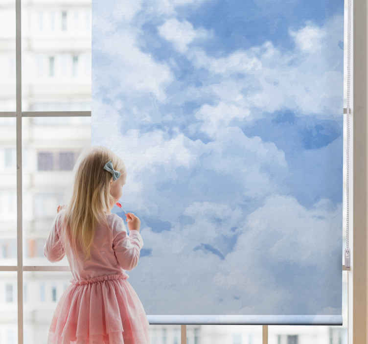Besnoeiing sectie draadloze Wolken rolgordijnen Lichtblauwe luchttextuur - TenStickers