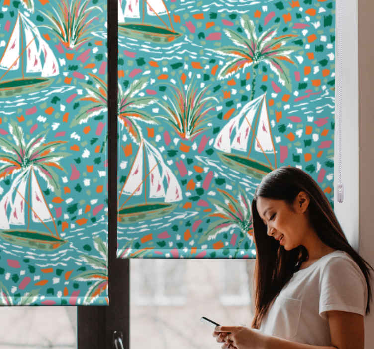 Tende a rullo stile moderno Modello di navi ad acquerello