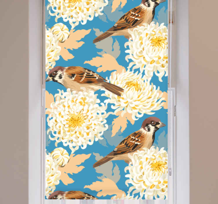 Colorful flowers and sparrows more animal blind - TenStickers
