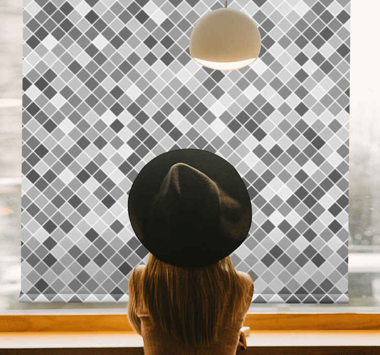 Gray tones squared pattern Elegant blind - TenStickers