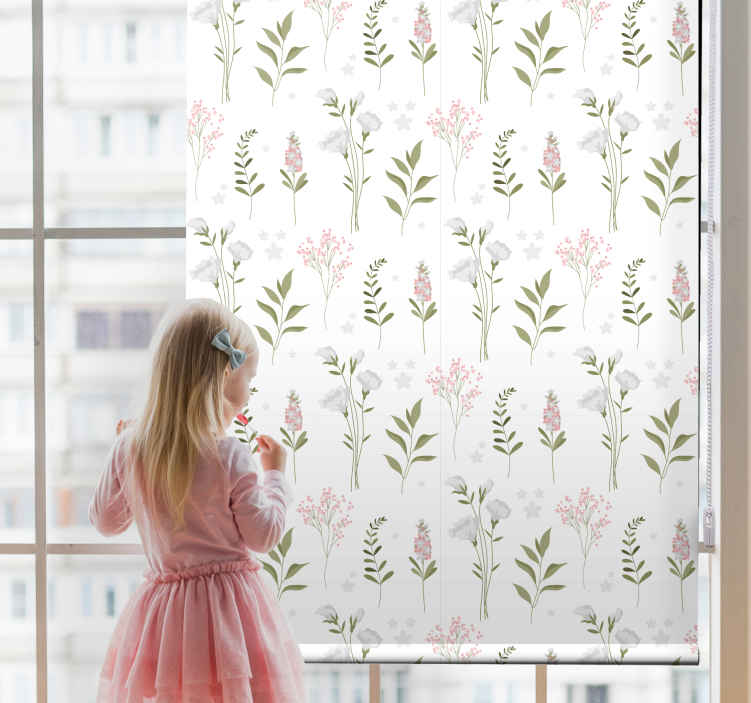 Elegantní růžový květ a rostlinaroleta - TenStickers