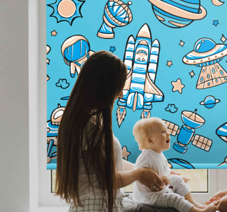 Avaruustutkimuksen seikkailuja nörtti-tyylinen rullaverho - Tenstickers