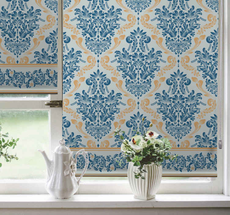 Bloemen barok patroon elegant rolgordijn - TenStickers