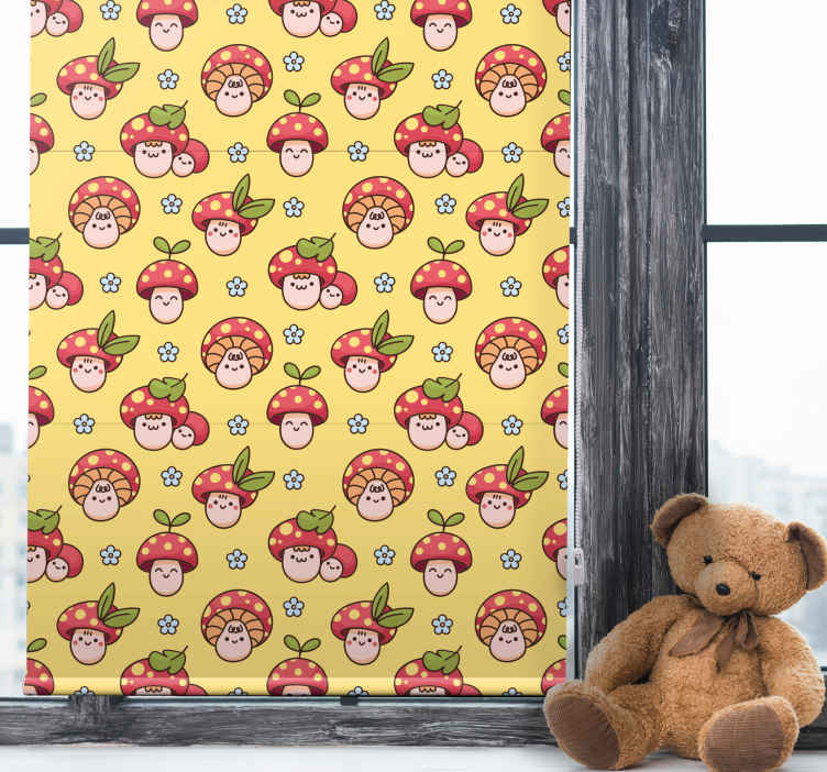 Tende a rullo camera da letto Simpatico motivo di funghi che rido