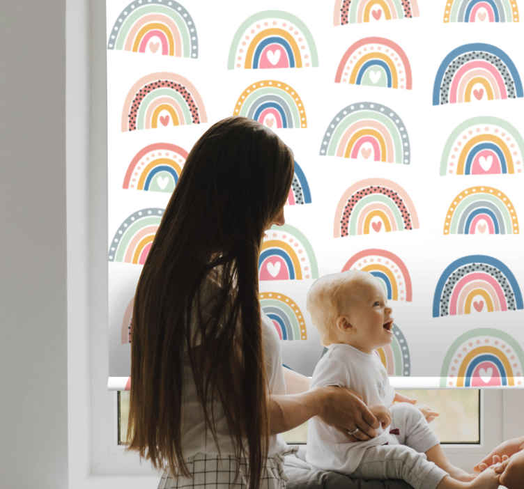 Colorful heart rainbows children room roller blind - TenStickers