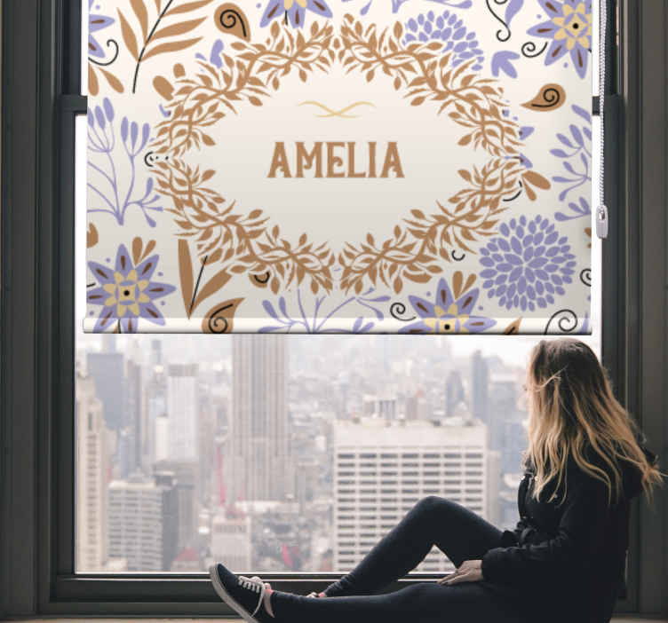 Custom floral design floral roller blind - TenStickers