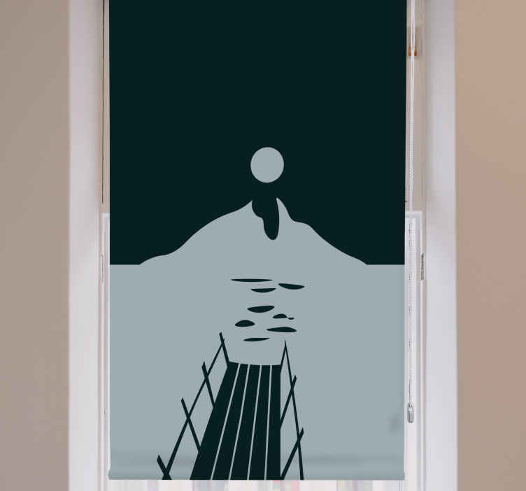 Puinen telakka järvelle moderni rullaverhot - Tenstickers