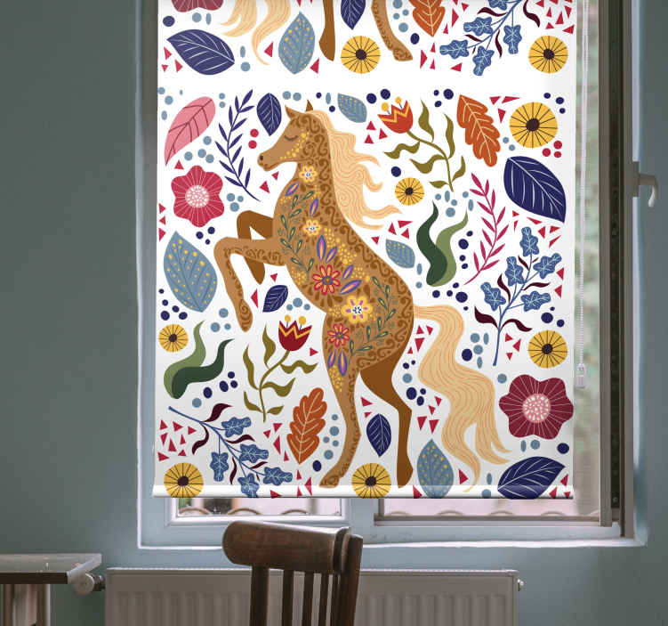 Wild horse folklore illustration Flower blind TenStickers