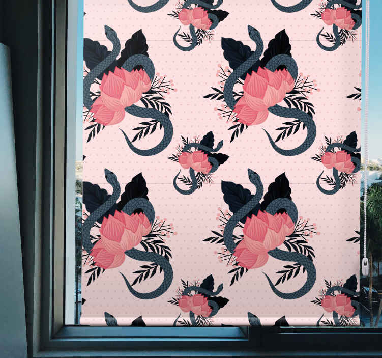 Tenda a rullo fiori e piante disegno floreale e a serpente - TenStickers