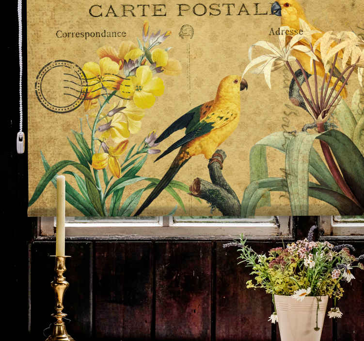 Stores enrouleurs fleurs et plantes oiseau floral vintage - TenStickers