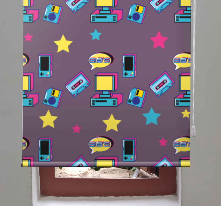 Retro Gaming Icons gamer roller blind - TenStickers