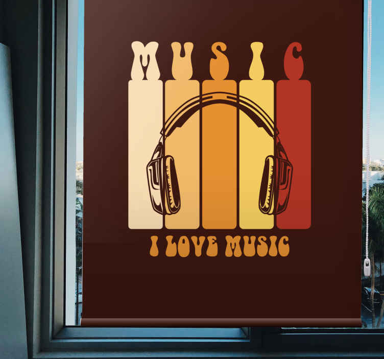 Persiana enrollable frase diseño de auriculares de música - TenVinilo