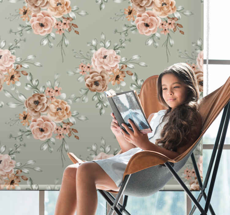 Store enrouleur fleur belle composition beige - TenStickers